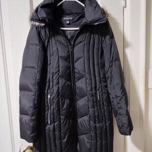Jones New York black woman's winter coat with detachable hood